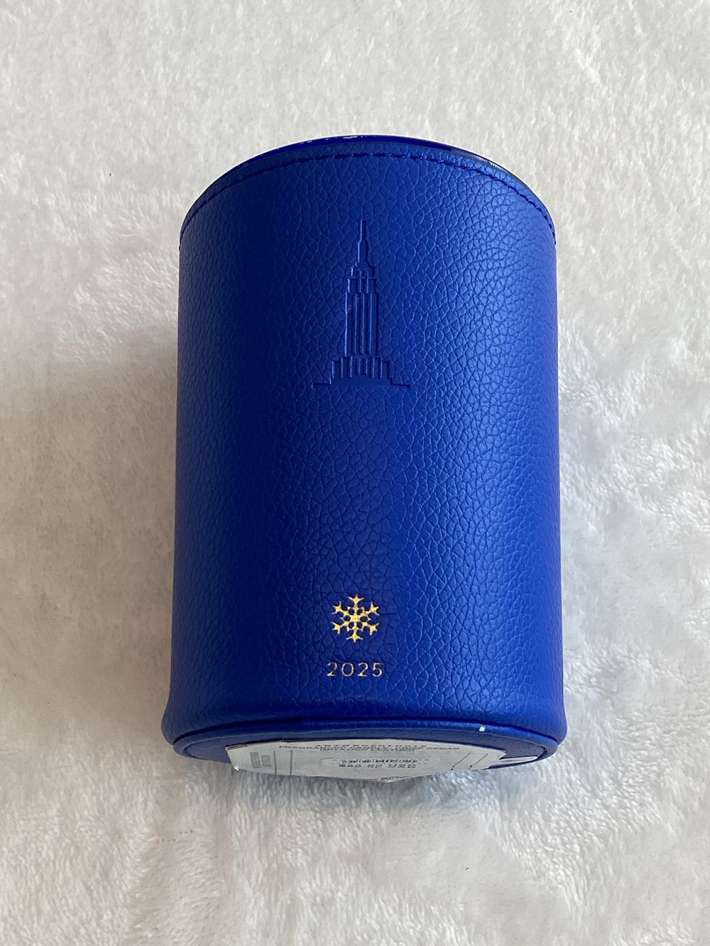 Anthropologie New York City Candle Embossed Woody Crisp Cedar New Blue - Picture 2 of 5